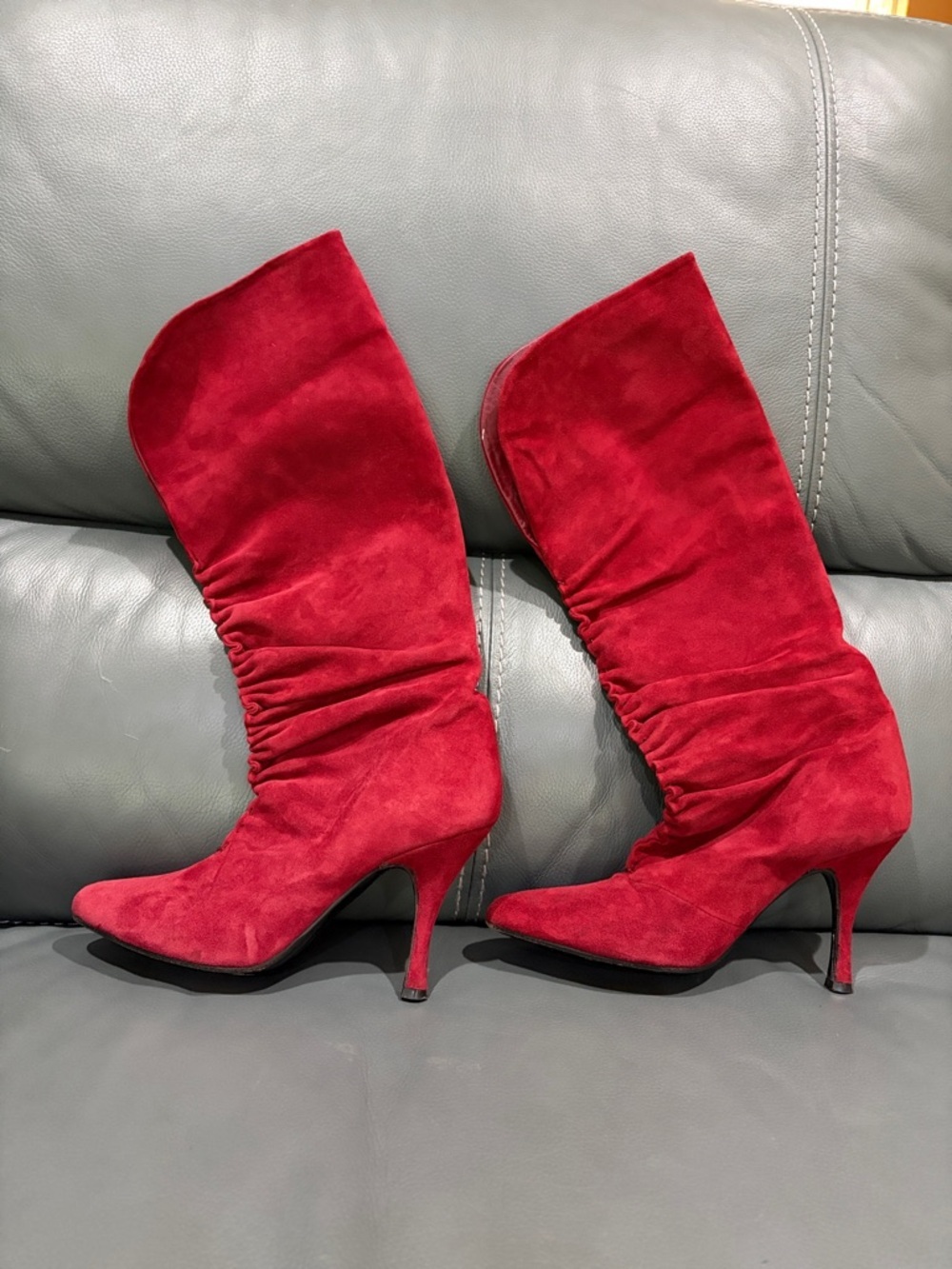 Red Leather/Suede Italian Boots